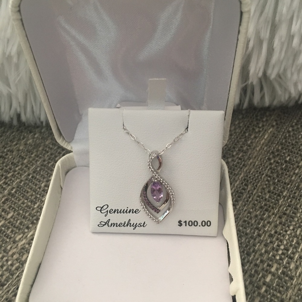 Genuine Amethyst ss necklace